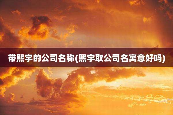 带熙字的公司名称(熙字取公司名寓意好吗)