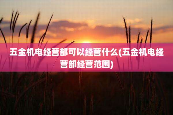 五金机电经营部可以经营什么(五金机电经营部经营范围)