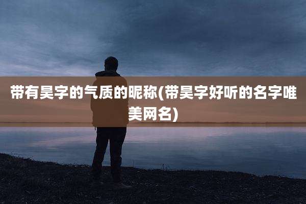 带有昊字的气质的昵称(带昊字好听的名字唯美网名)
