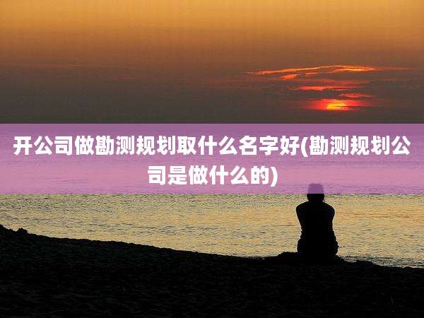开公司做勘测规划取什么名字好(勘测规划公司是做什么的)