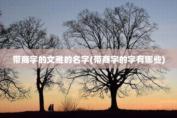 带商字的文雅的名字(带商字的字有哪些)