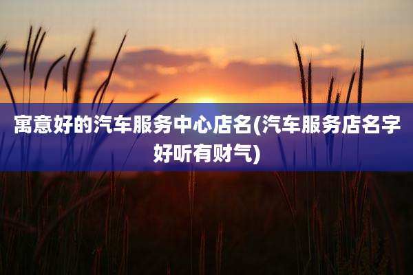 寓意好的汽车服务中心店名(汽车服务店名字好听有财气)