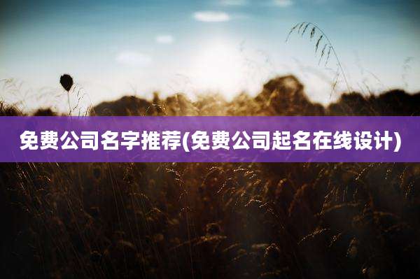 免费公司名字推荐(免费公司起名在线设计)