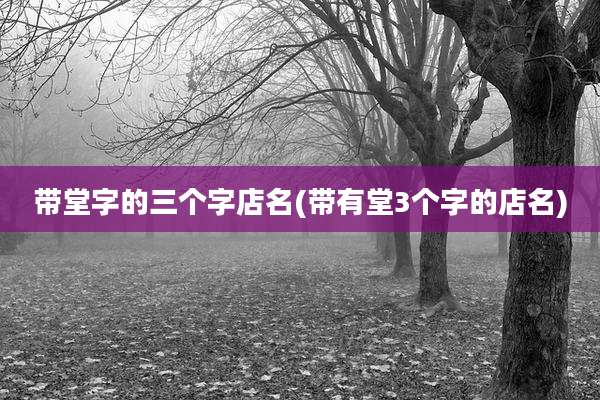 带堂字的三个字店名(带有堂3个字的店名)