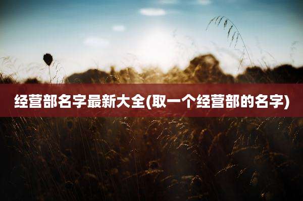经营部名字最新大全(取一个经营部的名字)