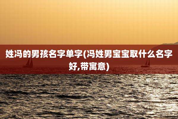 姓冯的男孩名字单字(冯姓男宝宝取什么名字好,带寓意)
