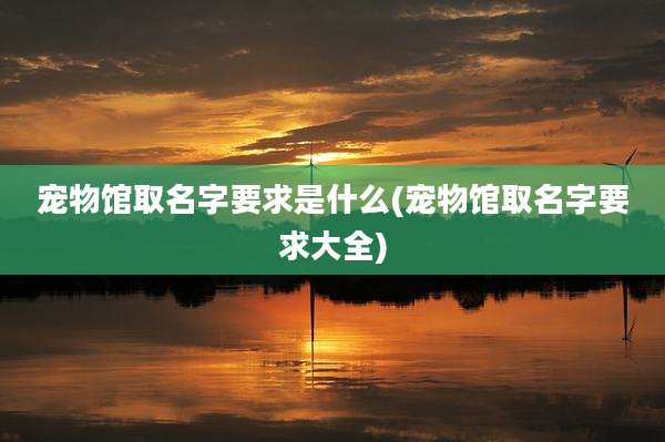 宠物馆取名字要求是什么(宠物馆取名字要求大全)