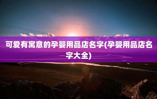 可爱有寓意的孕婴用品店名字(孕婴用品店名字大全)
