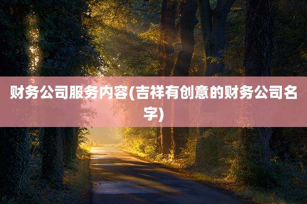 财务公司服务内容(吉祥有创意的财务公司名字)
