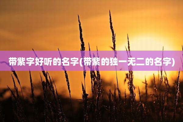 带紫字好听的名字(带紫的独一无二的名字)