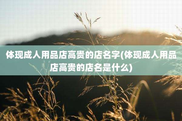 体现成人用品店高贵的店名字(体现成人用品店高贵的店名是什么)