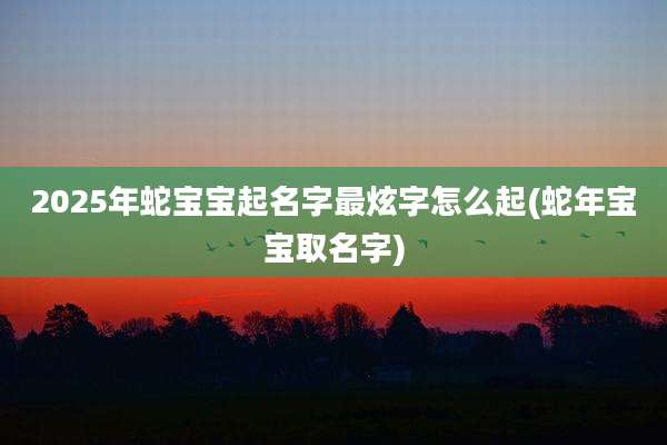 2025年蛇宝宝起名字最炫字怎么起(蛇年宝宝取名字)