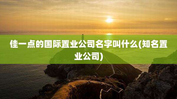 佳一点的国际置业公司名字叫什么(知名置业公司)