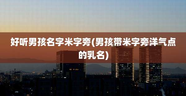 好听男孩名字米字旁(男孩带米字旁洋气点的乳名)