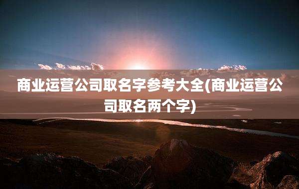 商业运营公司取名字参考大全(商业运营公司取名两个字)