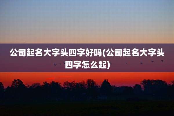 公司起名大字头四字好吗(公司起名大字头四字怎么起)