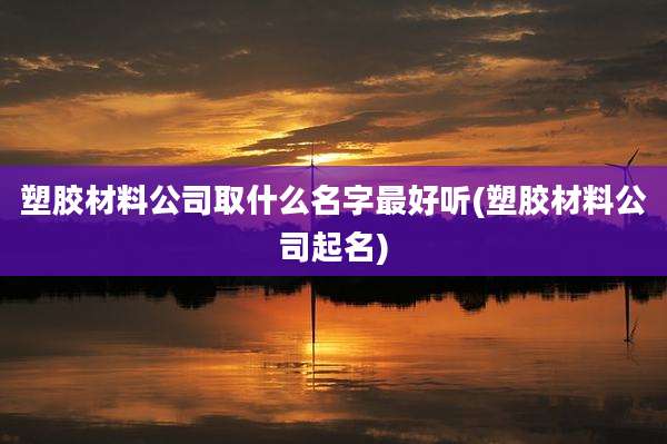 塑胶材料公司取什么名字最好听(塑胶材料公司起名)