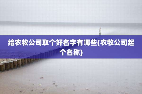 给农牧公司取个好名字有哪些(农牧公司起个名称)