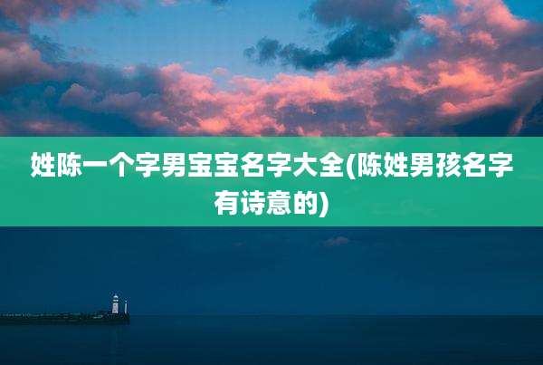 姓陈一个字男宝宝名字大全(陈姓男孩名字有诗意的)