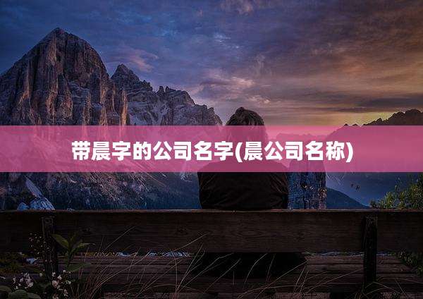 带晨字的公司名字(晨公司名称)