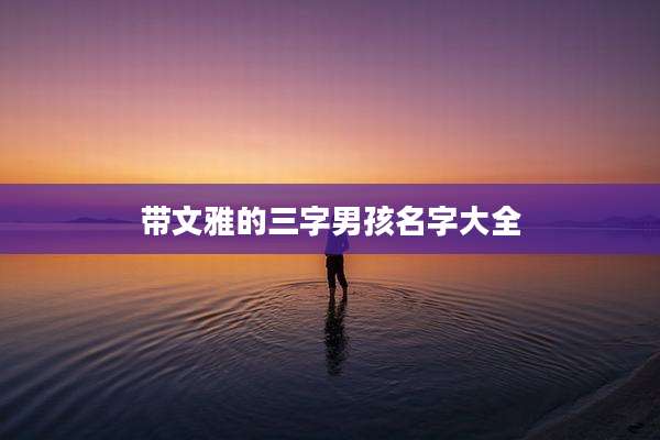 带文雅的三字男孩名字大全