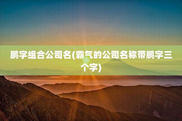鹏字组合公司名(霸气的公司名称带鹏字三个字)