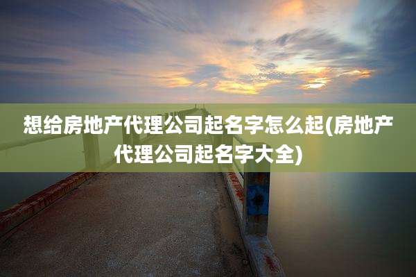 想给房地产代理公司起名字怎么起(房地产代理公司起名字大全)