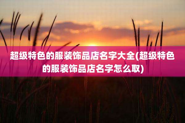 超级特色的服装饰品店名字大全(超级特色的服装饰品店名字怎么取)