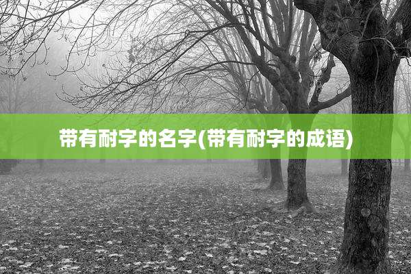 带有耐字的名字(带有耐字的成语)