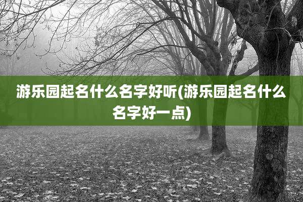 游乐园起名什么名字好听(游乐园起名什么名字好一点)