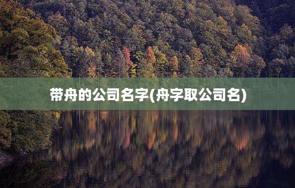 带舟的公司名字(舟字取公司名)