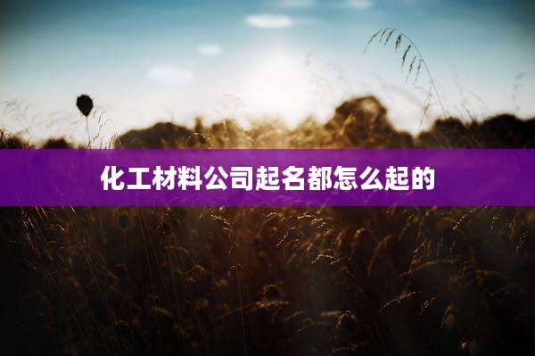 化工材料公司起名都怎么起的