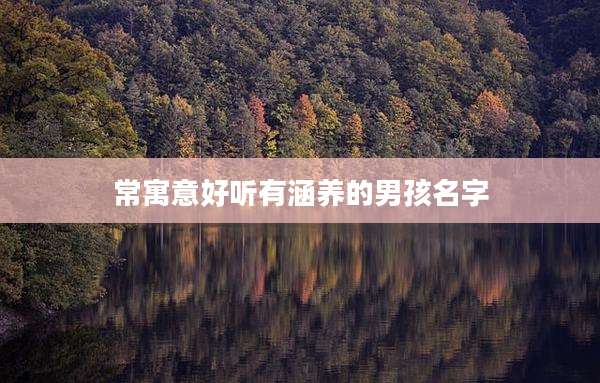 常寓意好听有涵养的男孩名字