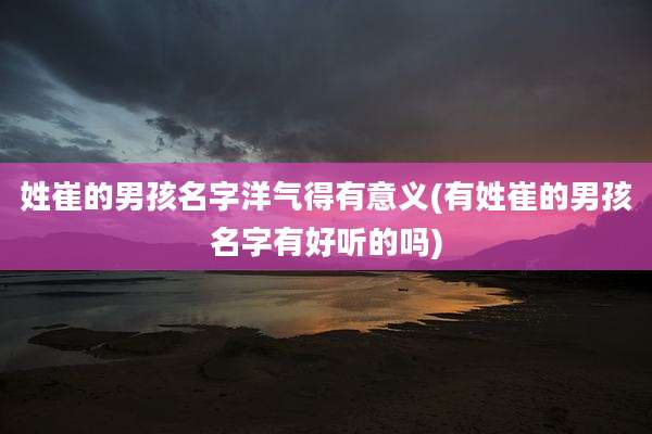 姓崔的男孩名字洋气得有意义(有姓崔的男孩名字有好听的吗)