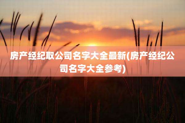 房产经纪取公司名字大全最新(房产经纪公司名字大全参考)