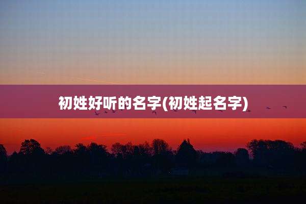 初姓好听的名字(初姓起名字)