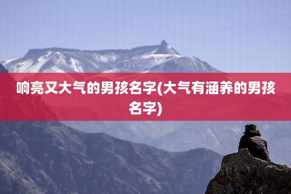 响亮又大气的男孩名字(大气有涵养的男孩名字)