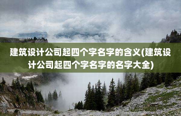 建筑设计公司起四个字名字的含义(建筑设计公司起四个字名字的名字大全)
