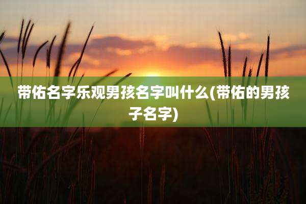 带佑名字乐观男孩名字叫什么(带佑的男孩子名字)