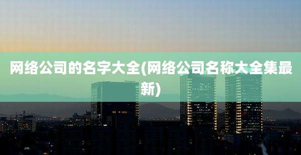 网络公司的名字大全(网络公司名称大全集最新)