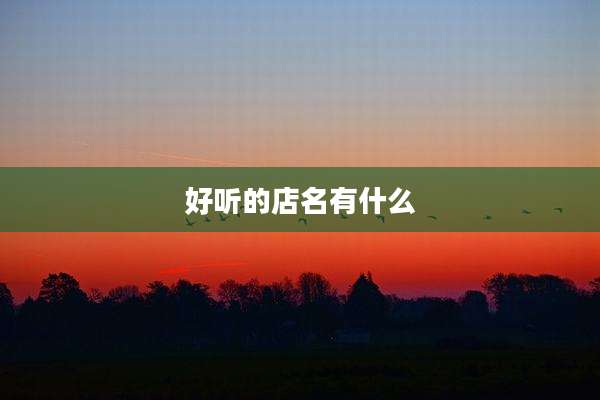 好听的店名有什么