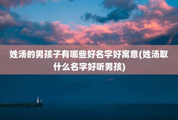 姓汤的男孩子有哪些好名字好寓意(姓汤取什么名字好听男孩)