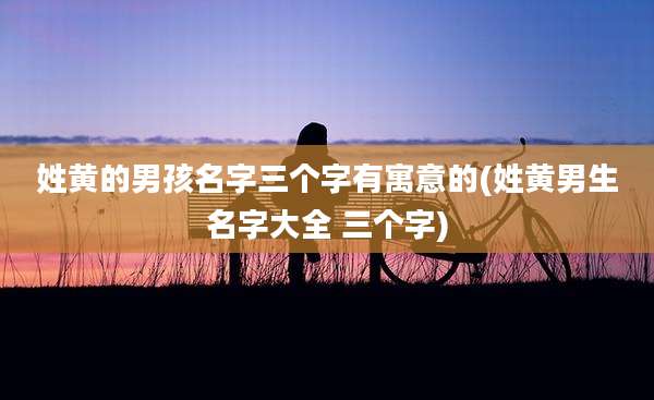姓黄的男孩名字三个字有寓意的(姓黄男生名字大全 三个字)