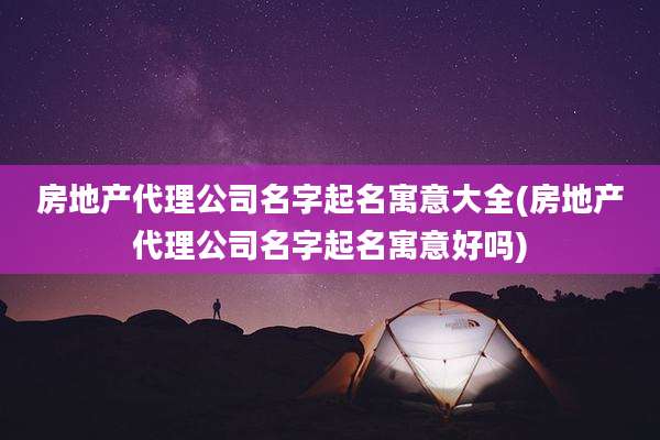 房地产代理公司名字起名寓意大全(房地产代理公司名字起名寓意好吗)