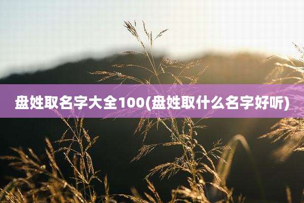 盘姓取名字大全100(盘姓取什么名字好听)