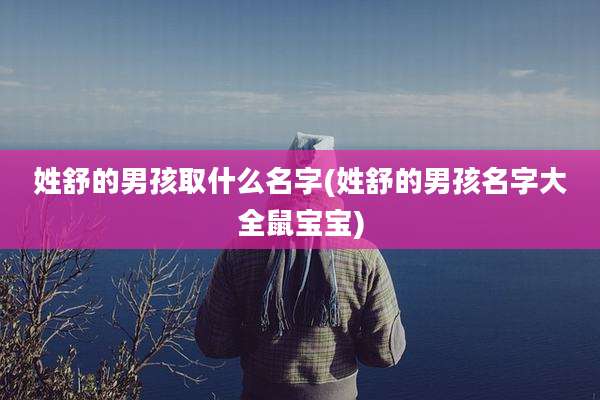 姓舒的男孩取什么名字(姓舒的男孩名字大全鼠宝宝)