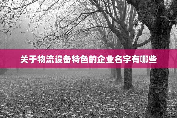 关于物流设备特色的企业名字有哪些