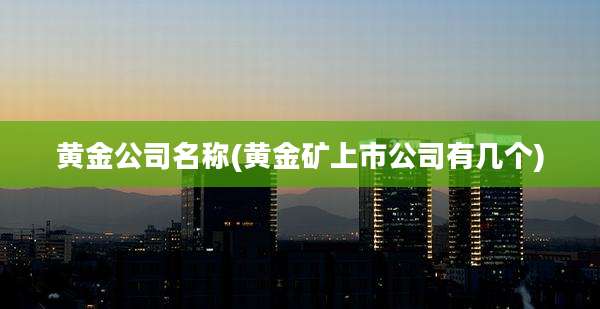 黄金公司名称(黄金矿上市公司有几个)