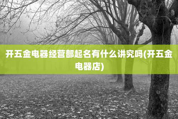 开五金电器经营部起名有什么讲究吗(开五金电器店)