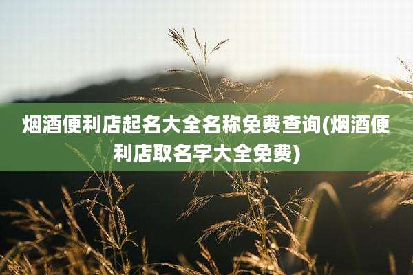 烟酒便利店起名大全名称免费查询(烟酒便利店取名字大全免费)